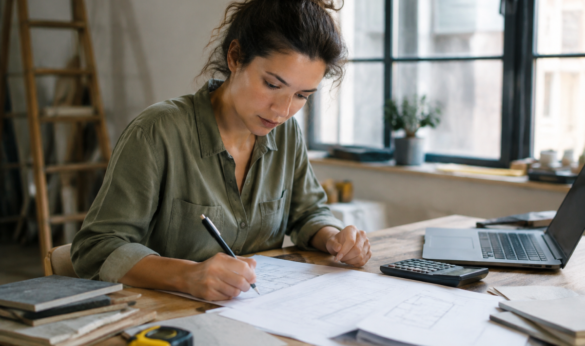 Document estimation renovation maison sur bureau