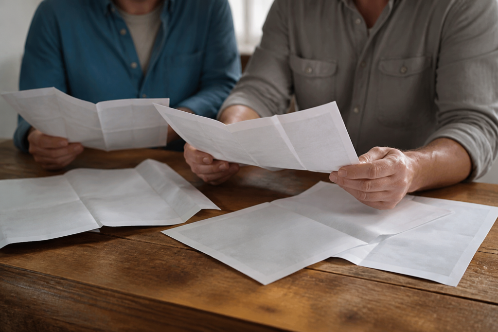 Mains comparant devis papier renovation maison