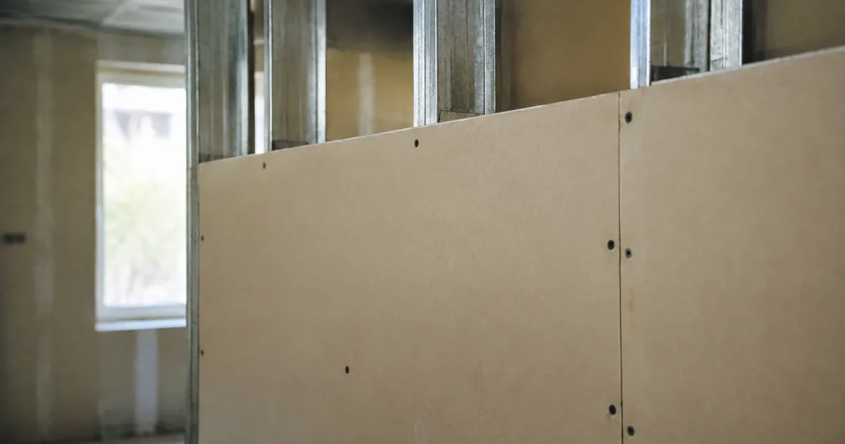 Plaques cartonnées vissées sur montants métalliques verticaux